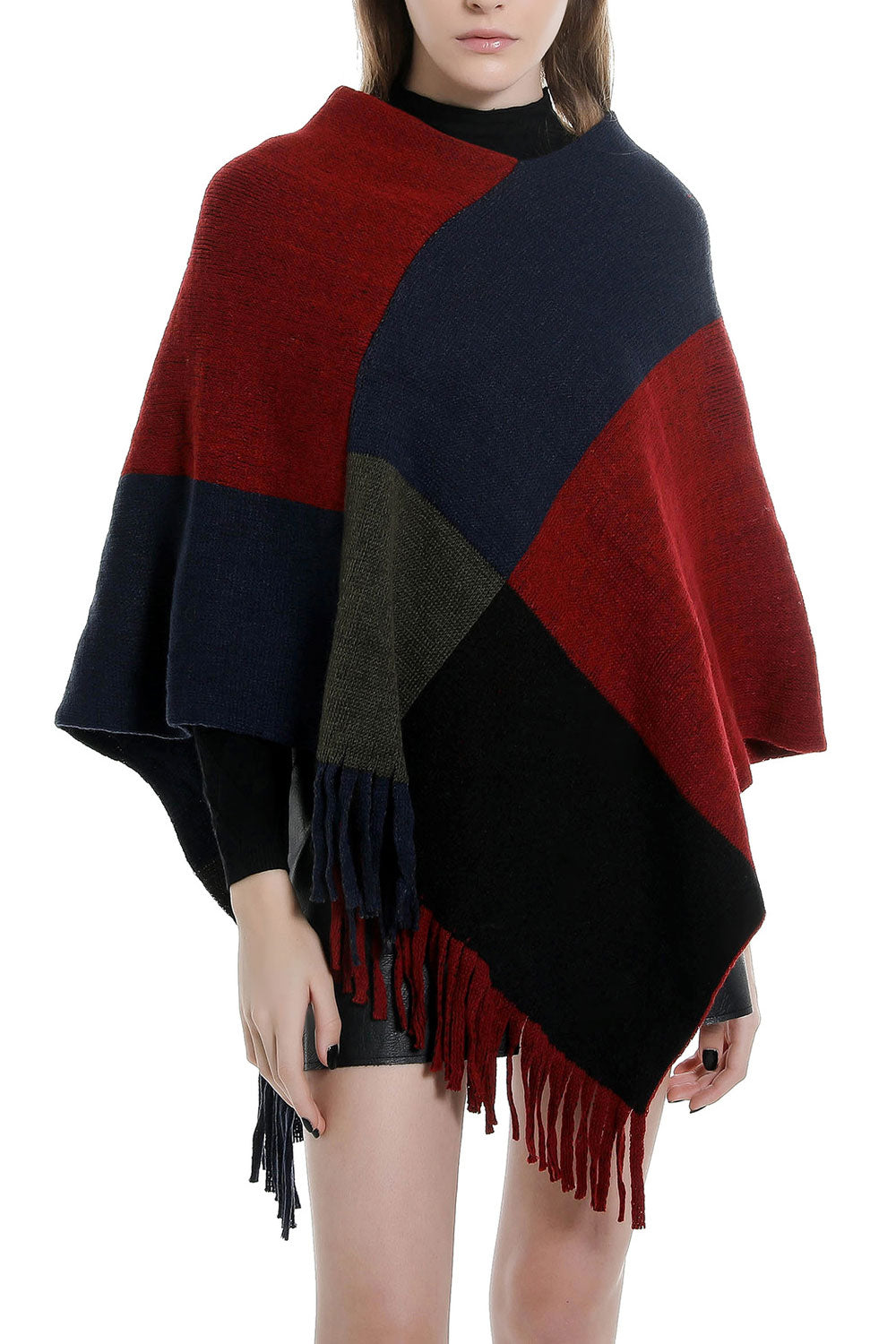 Women Beautiful Tassel Lattice Pattern Thick & Warm Shawl