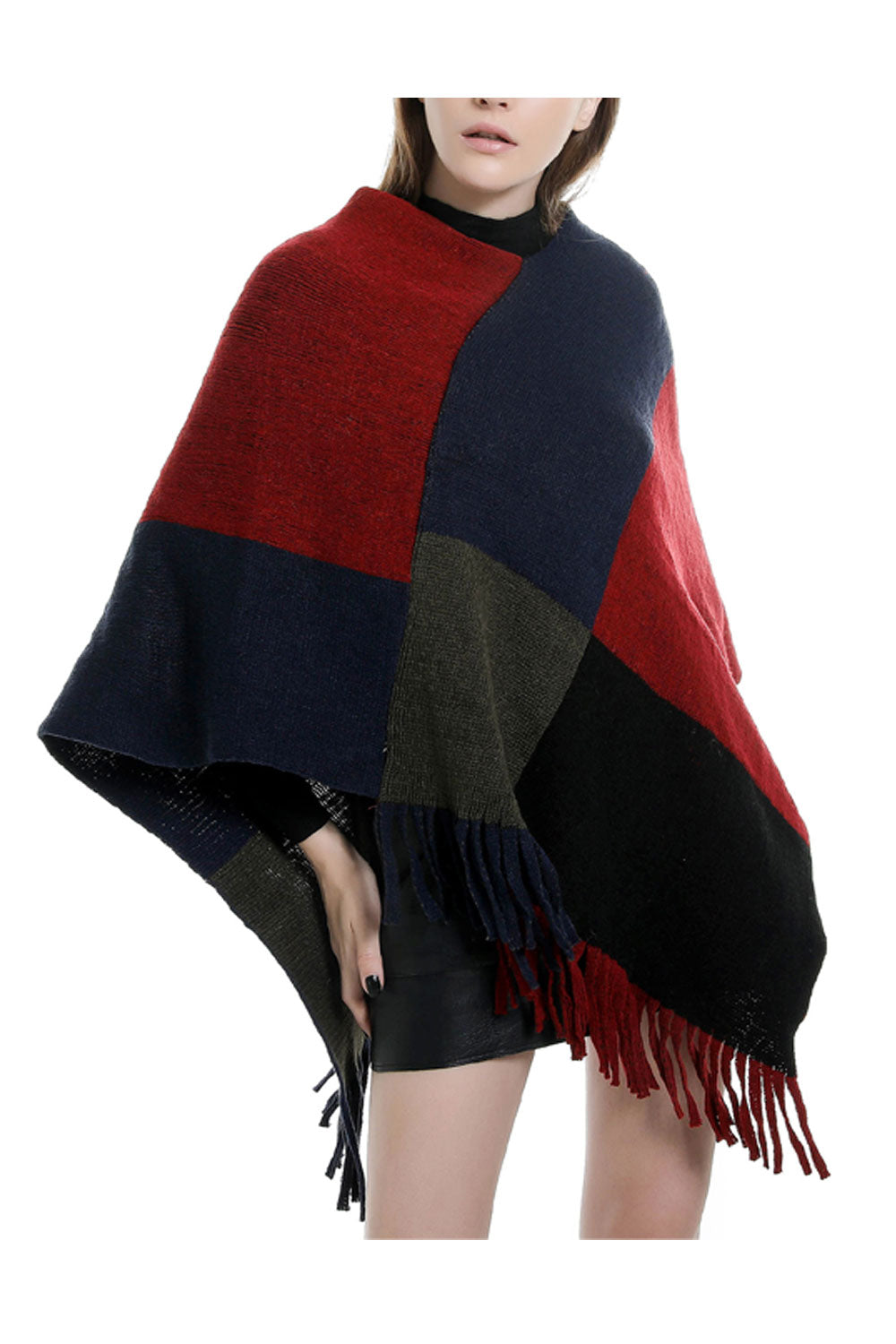 Women Beautiful Tassel Lattice Pattern Thick & Warm Shawl