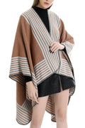 Women Classy Striped Pattern Warm Cashmere Shawl
