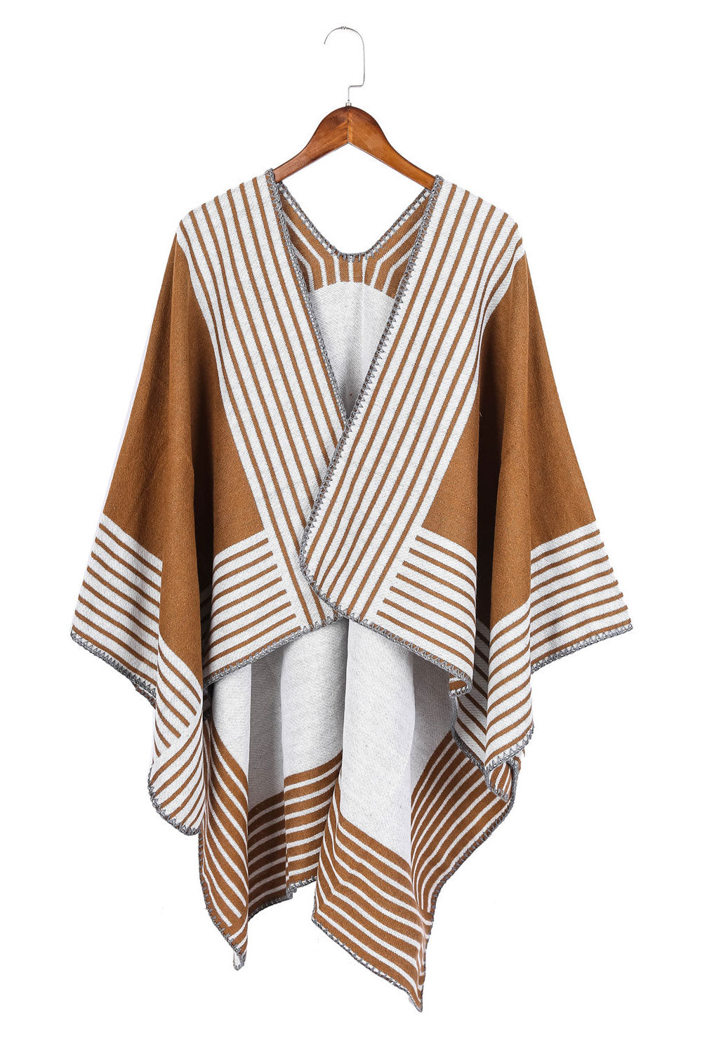 Women Classy Striped Pattern Warm Cashmere Shawl