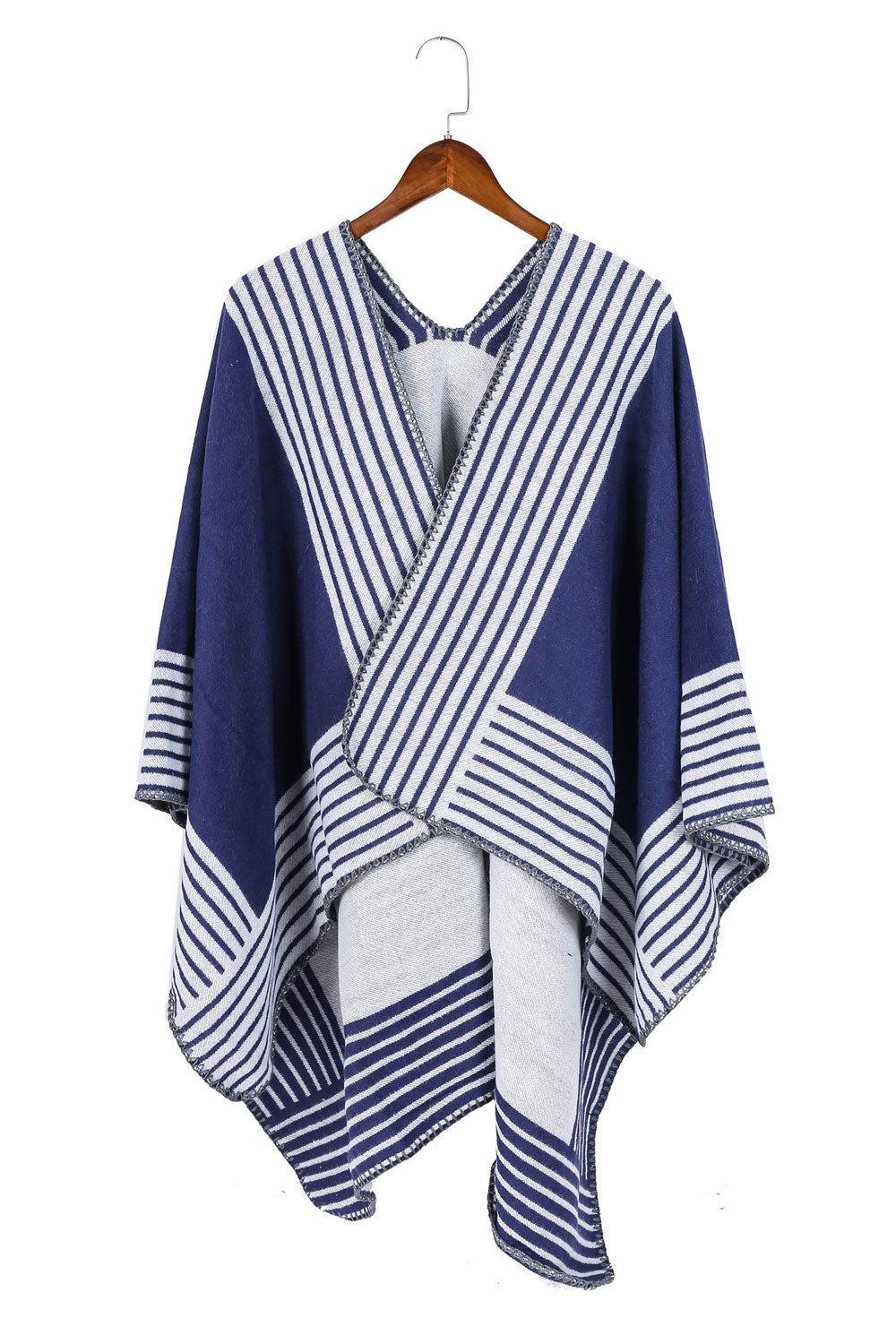 Women Classy Striped Pattern Warm Cashmere Shawl