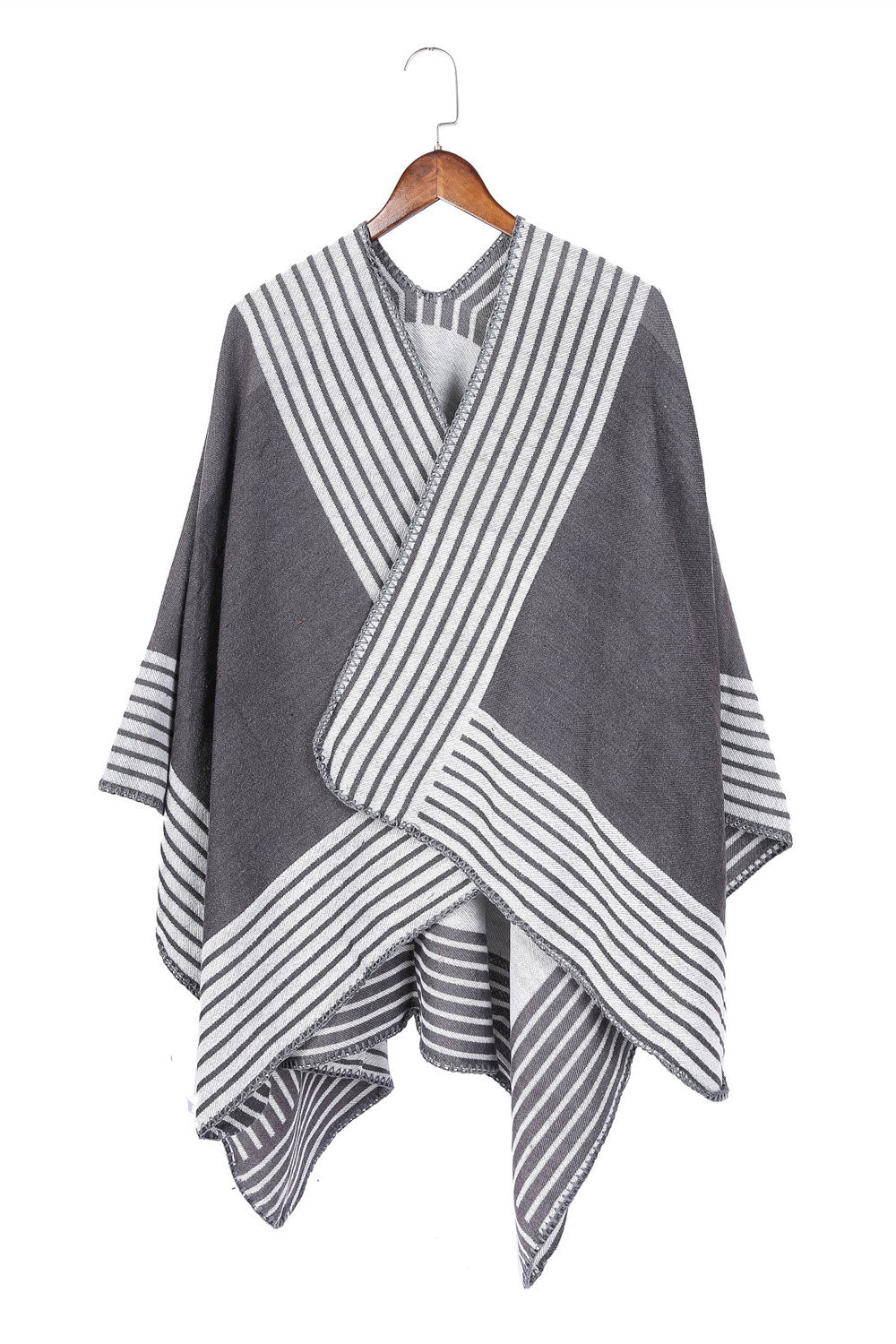 Women Classy Striped Pattern Warm Cashmere Shawl