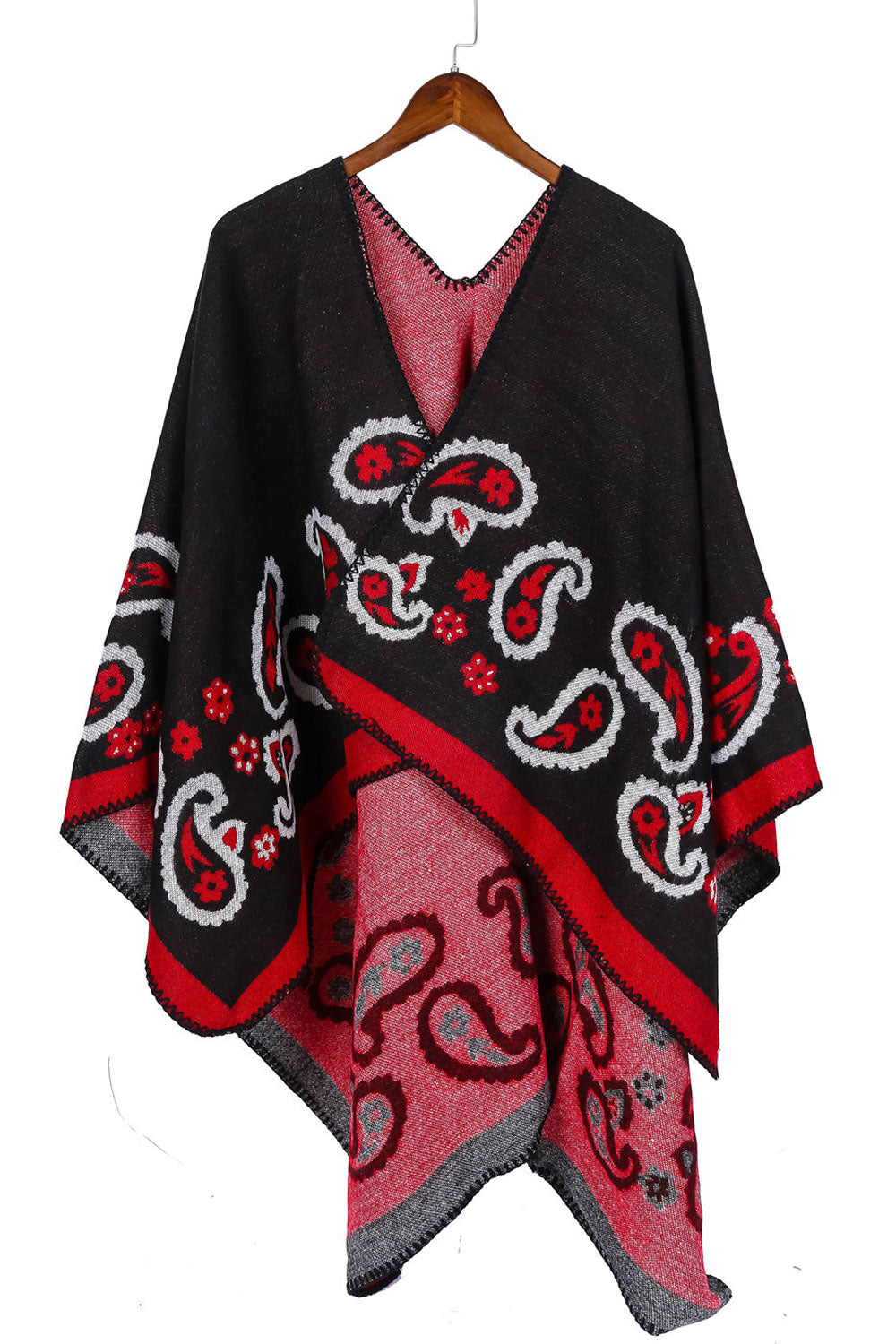 Women Stylish Cashew Floral Pattern Warm Thick Shawl