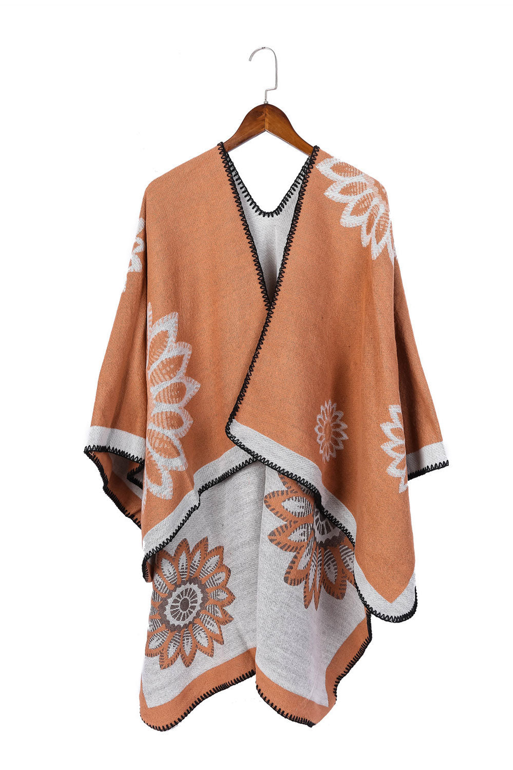 Women Stylish Flower Pattern Warm Thick Shawl