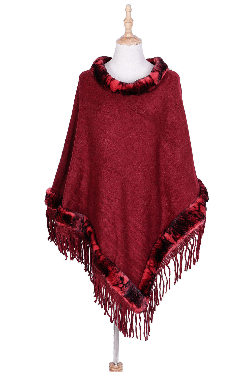 Women Solid Color Tassel Warm Thick Cashmere Shawl