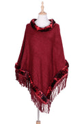 Women Solid Color Tassel Warm Thick Cashmere Shawl