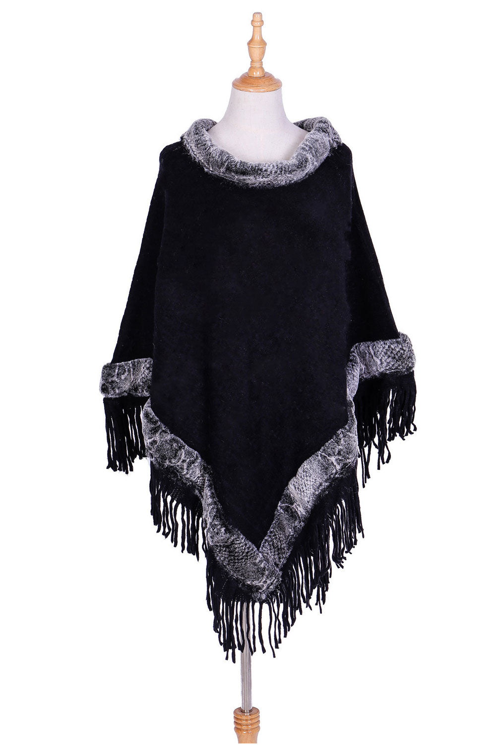 Women Solid Color Tassel Warm Thick Cashmere Shawl