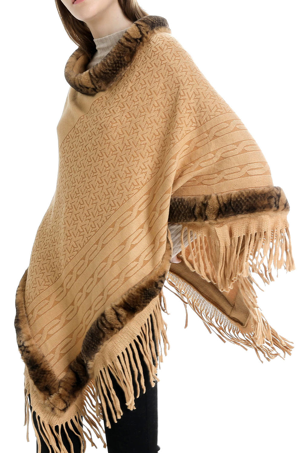 Women Solid Color Tassel Warm Thick Cashmere Shawl