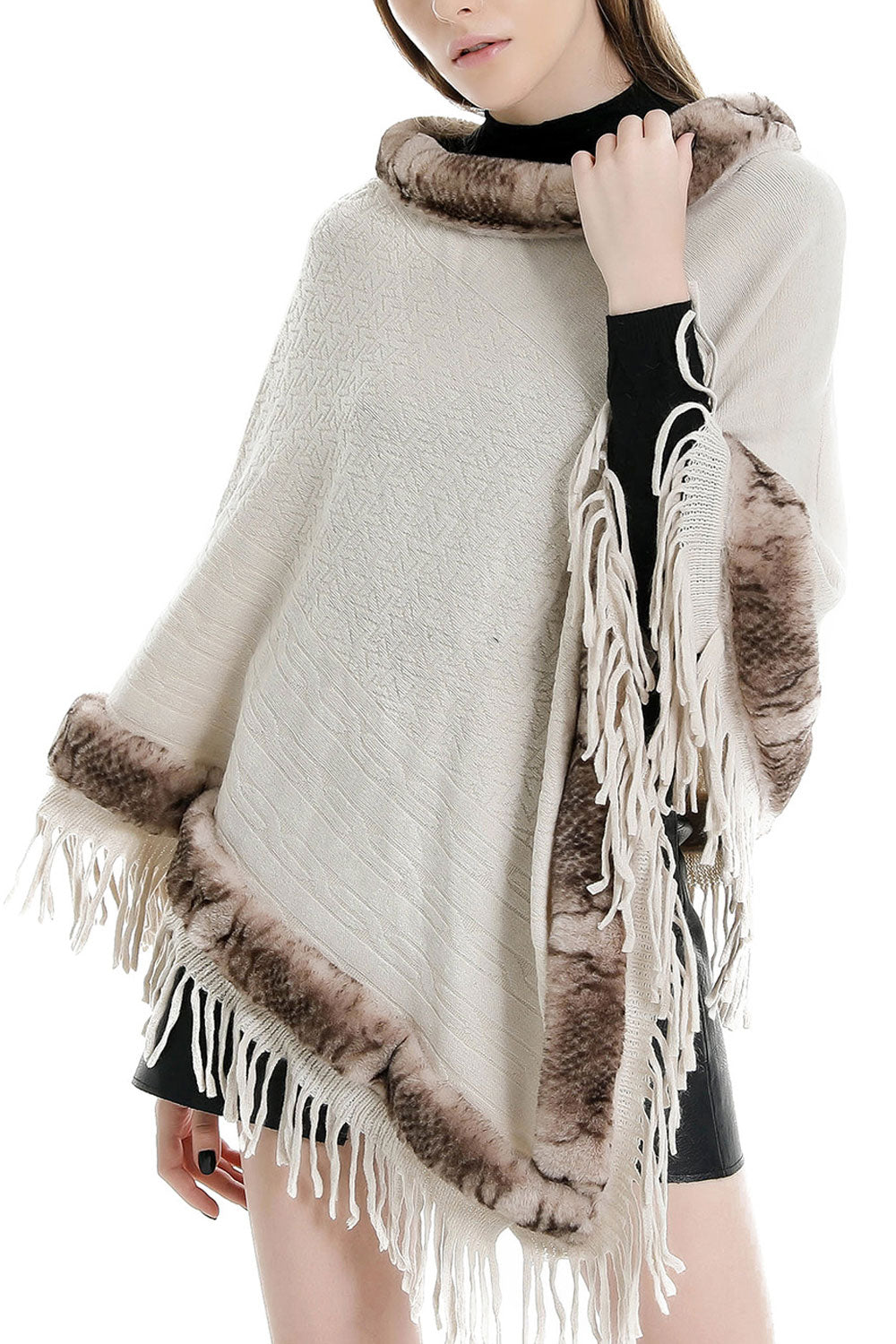 Women Solid Color Tassel Warm Thick Cashmere Shawl
