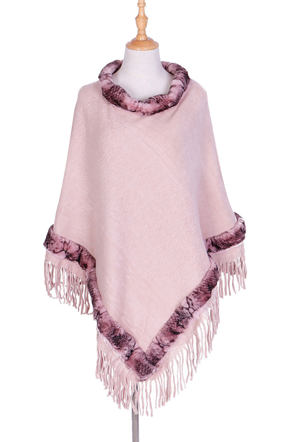 Women Solid Color Tassel Warm Thick Cashmere Shawl