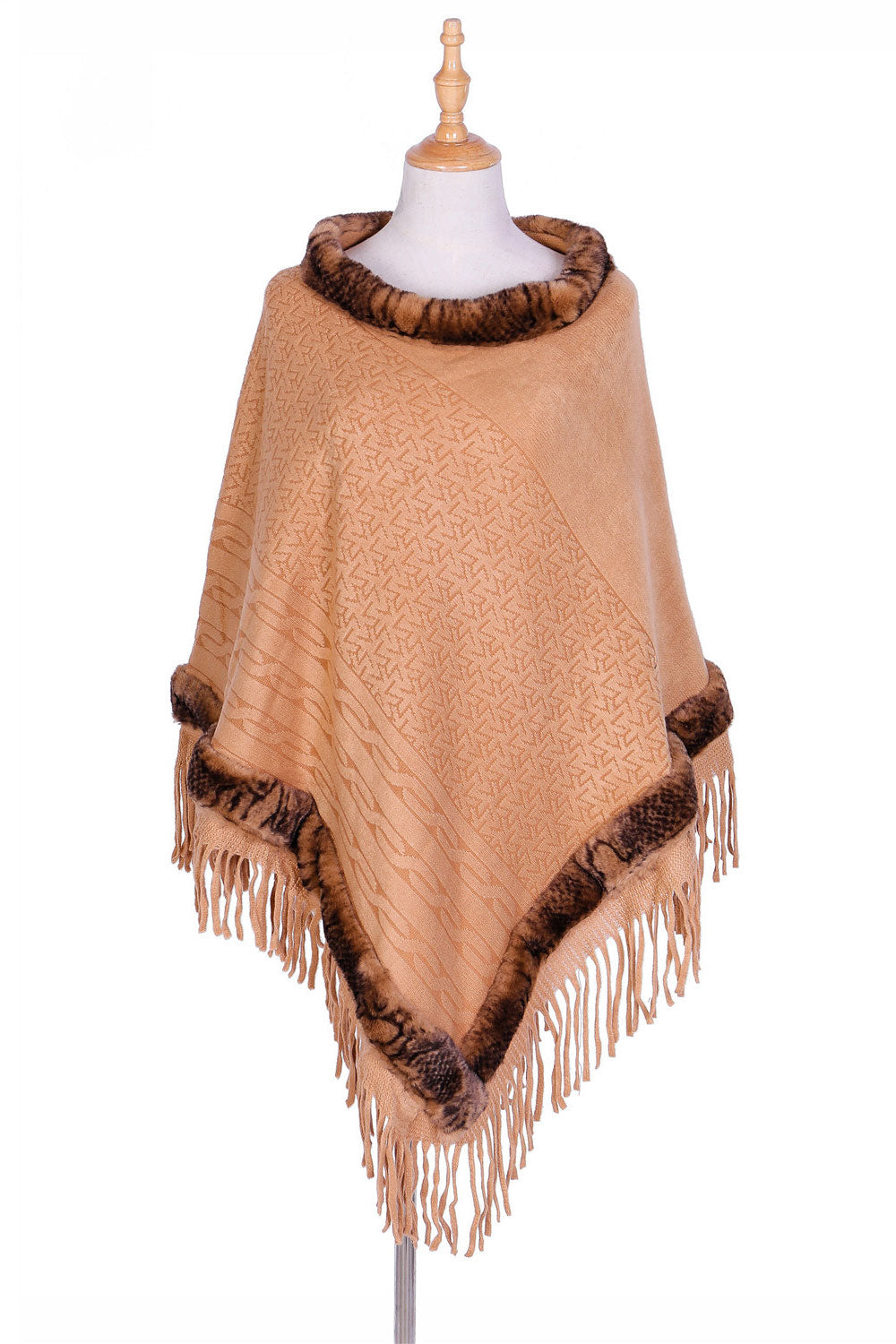 Women Solid Color Tassel Warm Thick Cashmere Shawl