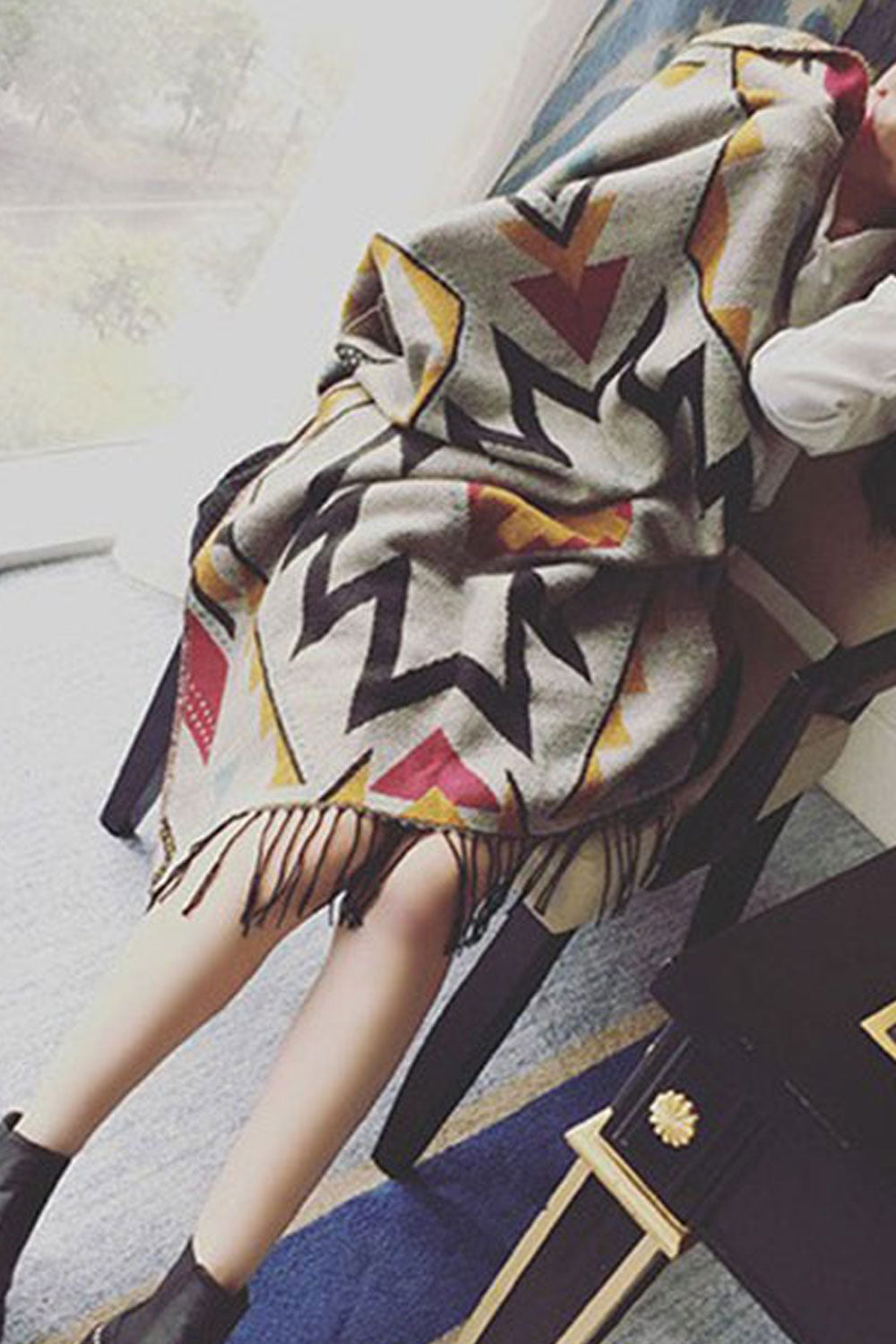 Women Autumn Winter Warm Tassel Decorated Warm Shawl