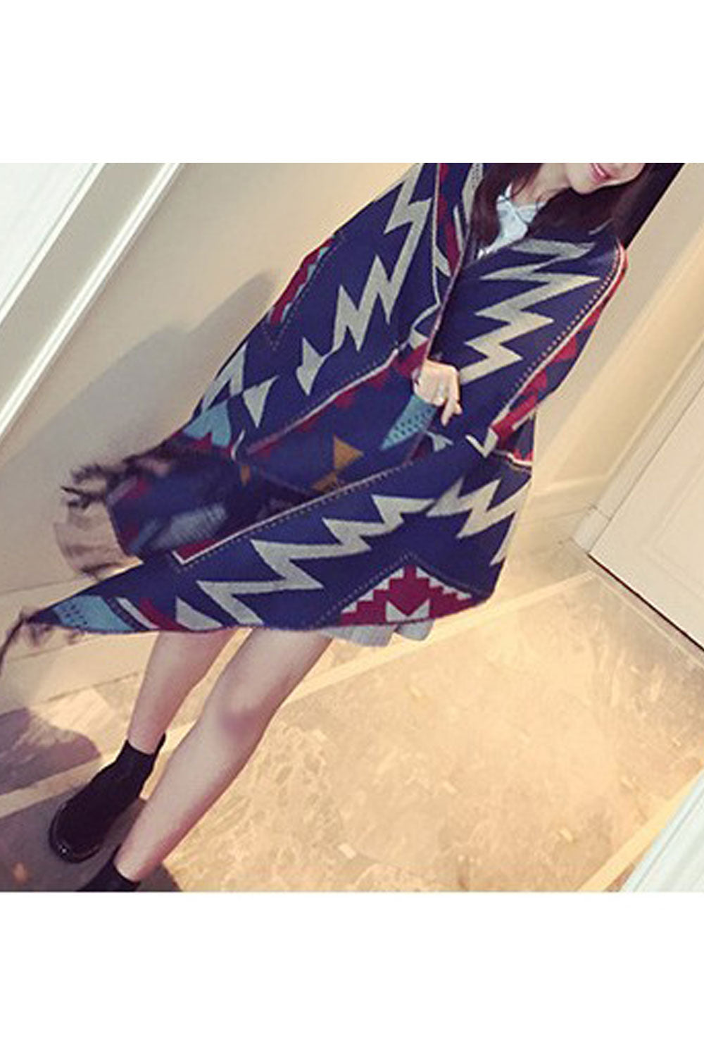 Women Autumn Winter Warm Tassel Decorated Warm Shawl