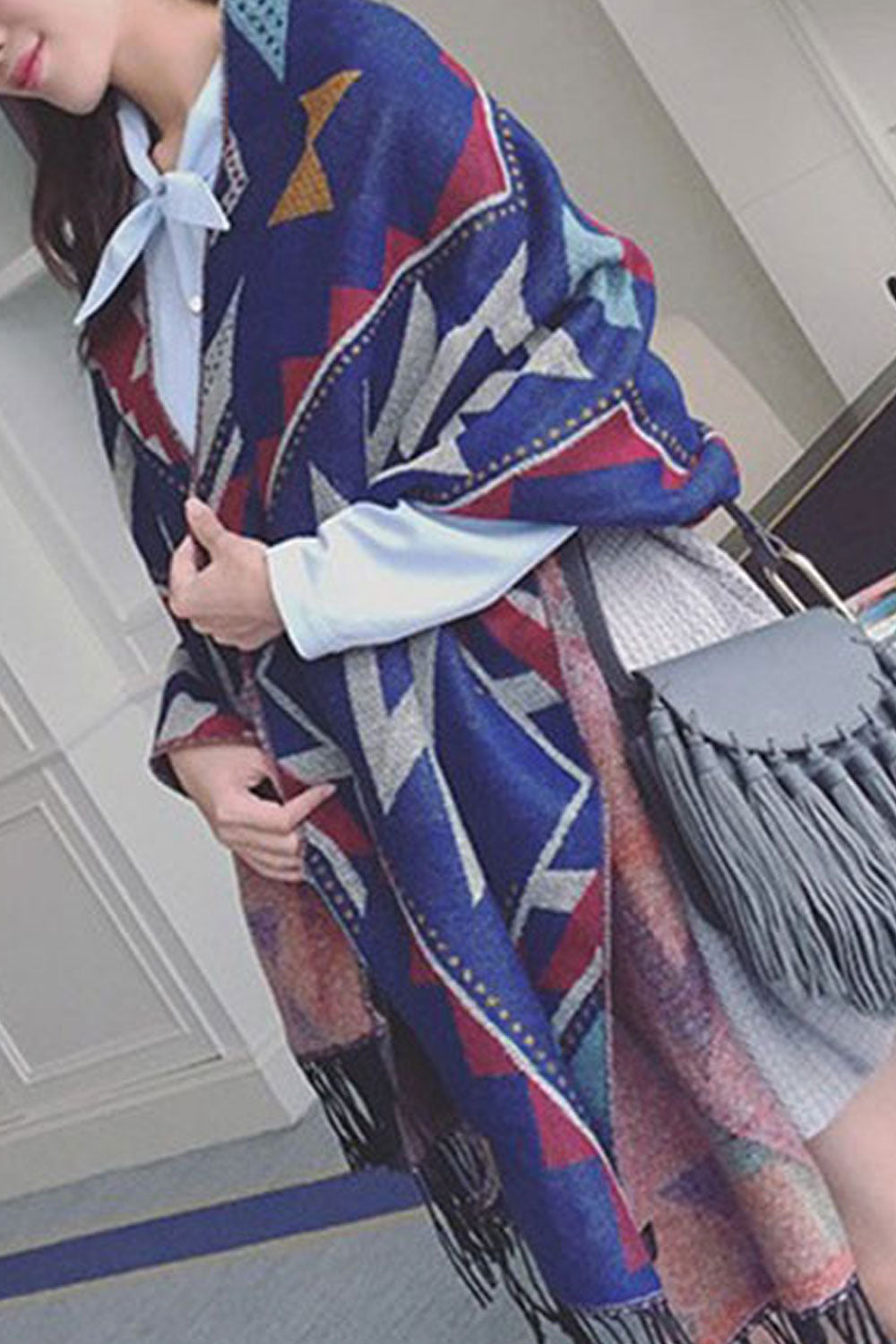 Women Autumn Winter Warm Tassel Decorated Warm Shawl