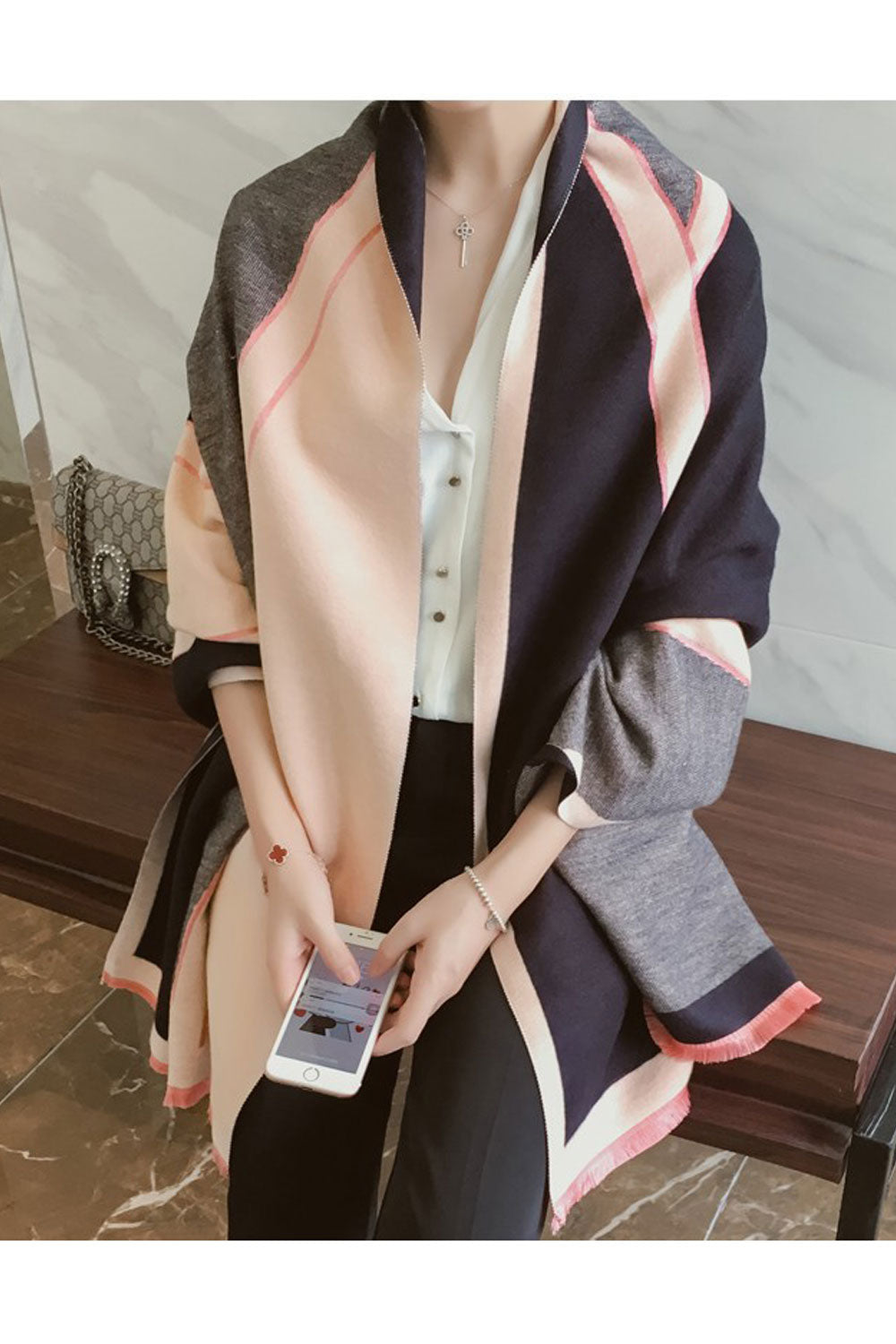 Women Lovely Multi Color Autumn Winter Warm Shawl