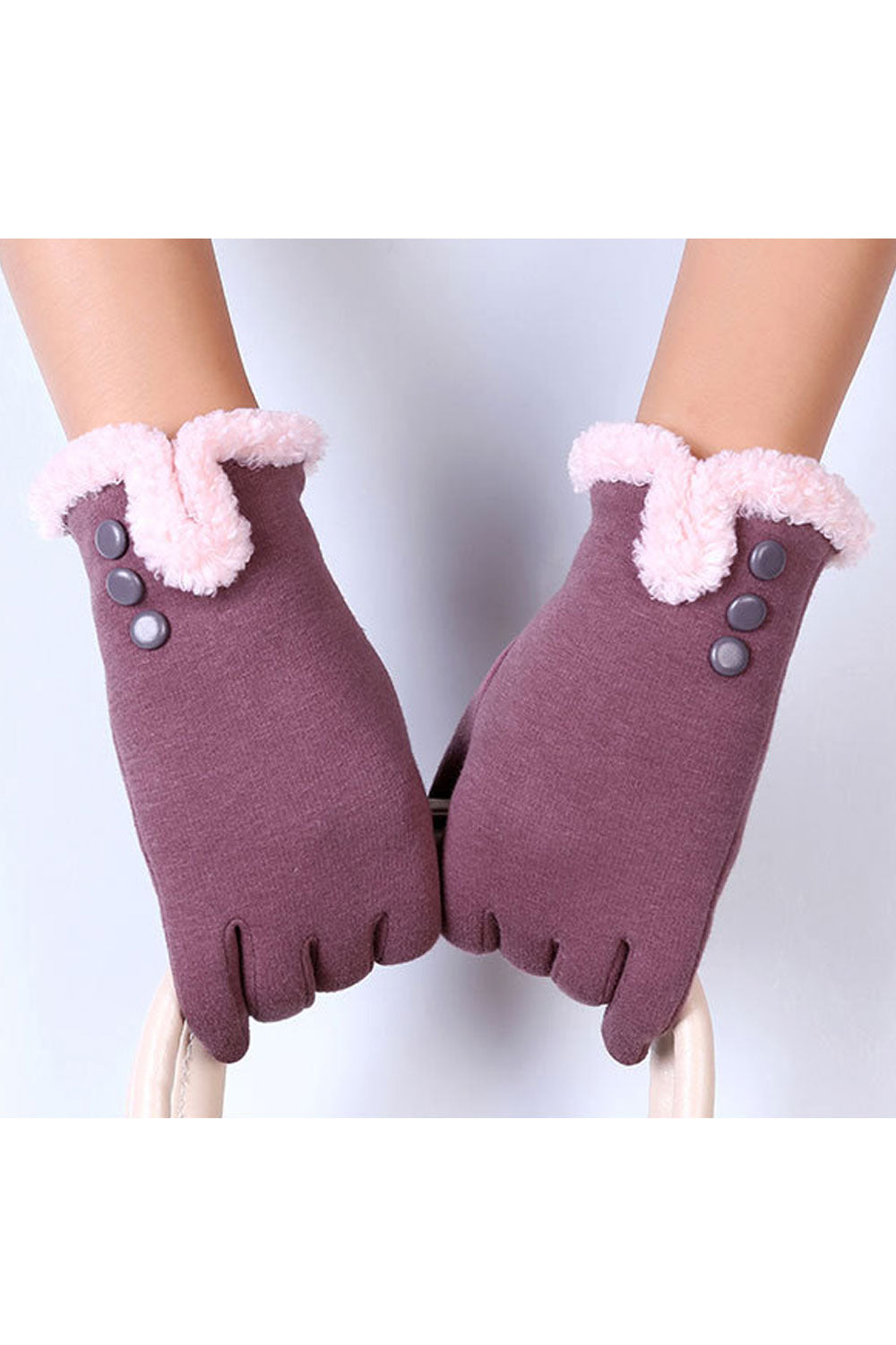 Women Fashion Silk Ribbon Lace Decorated Warm Cotton Gloves