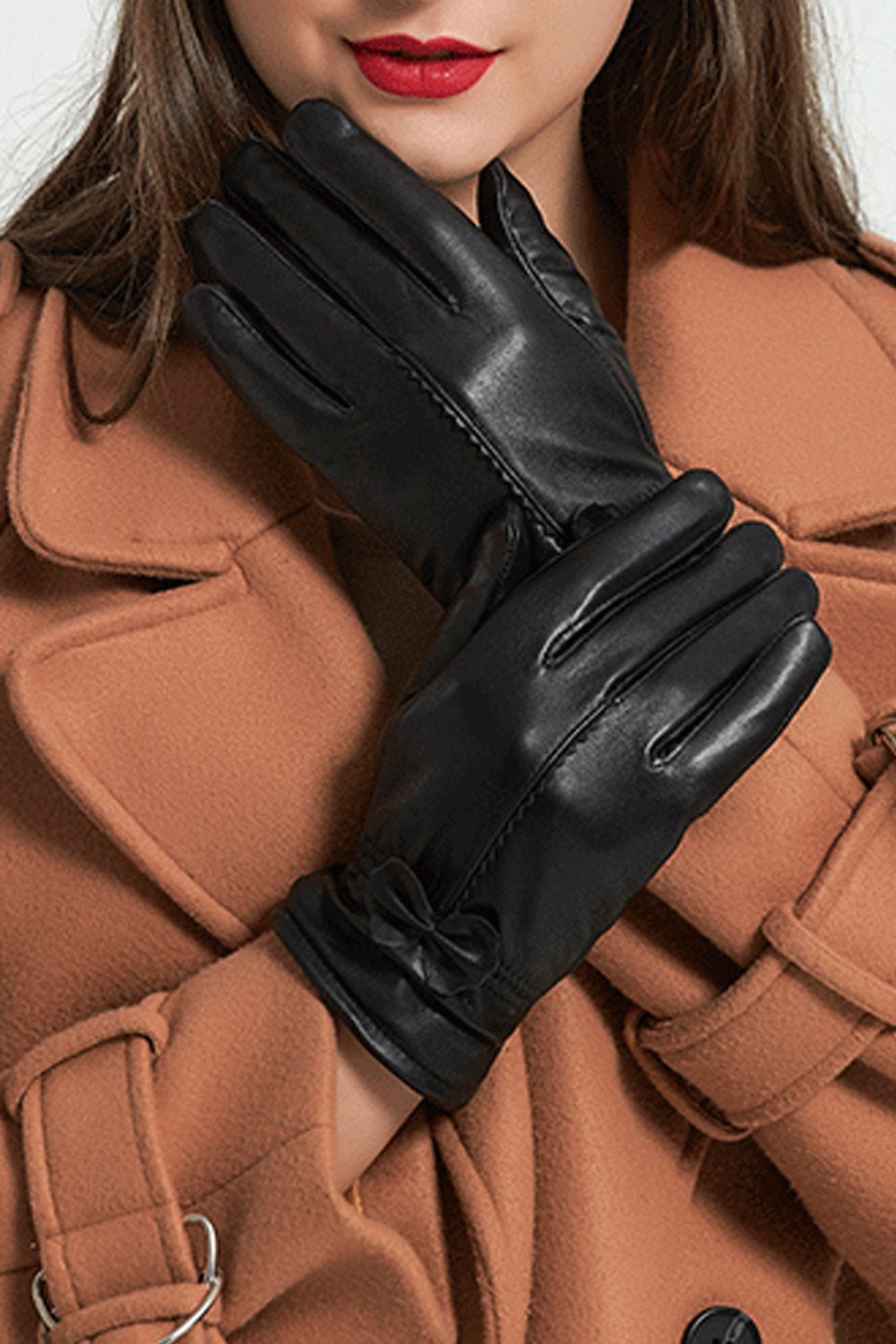 Women Lovely Warm Thick Casual Leather Gloves