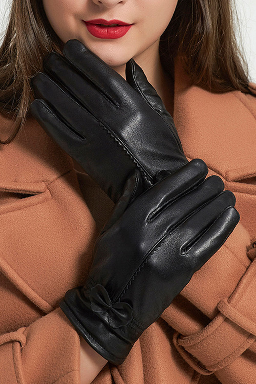 Women Lovely Warm Thick Casual Leather Gloves