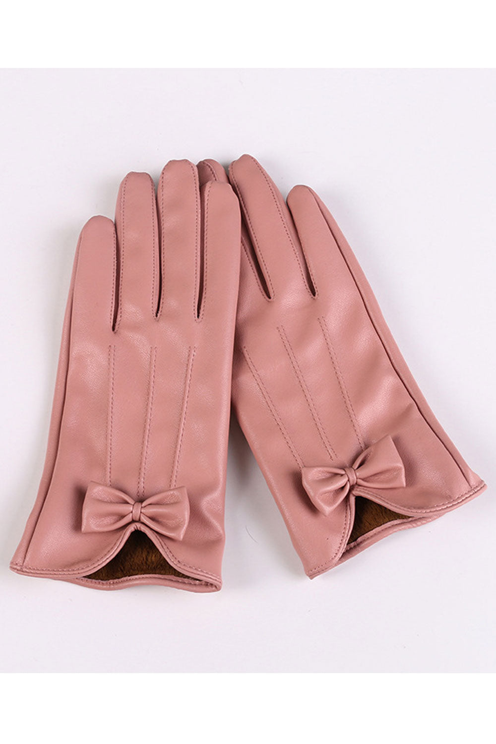 Women Classy Warm Thick Solid Color Casual Leather Gloves