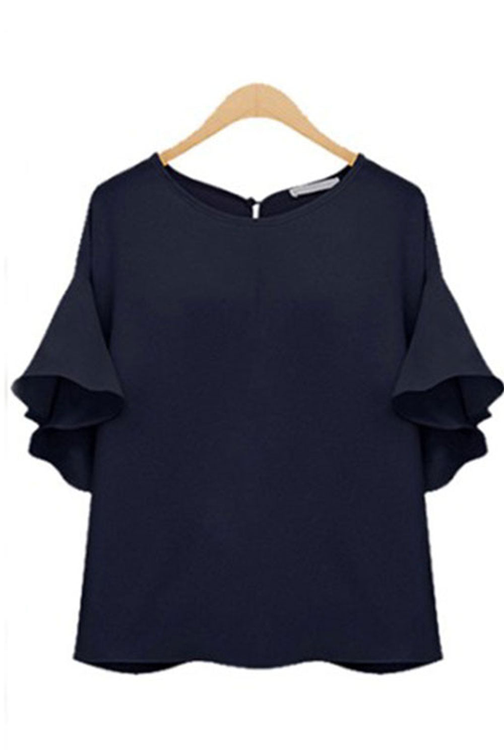 Women Solid Color Round Neck Short Sleeve Top