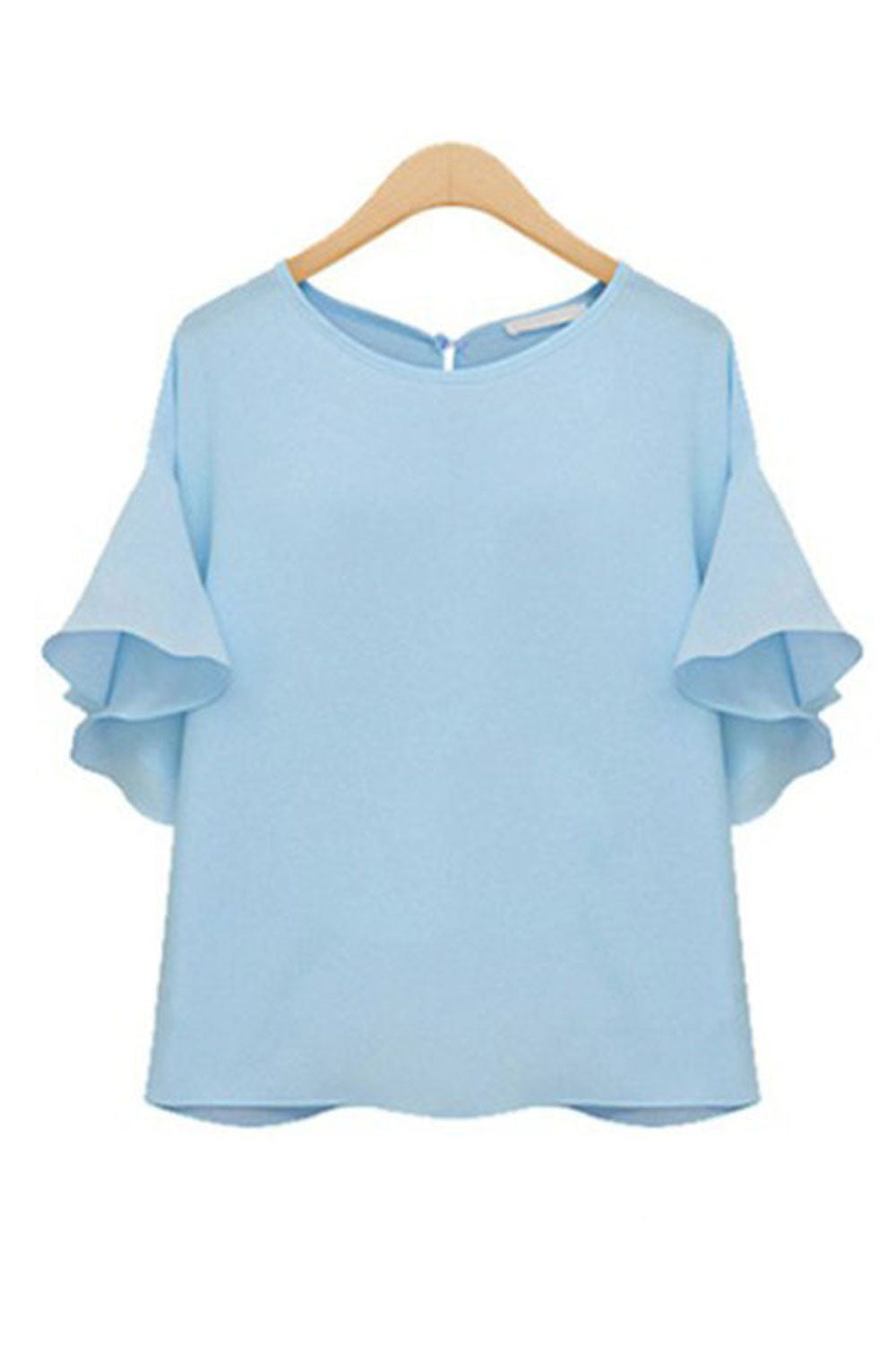 Women Solid Color Round Neck Short Sleeve Top