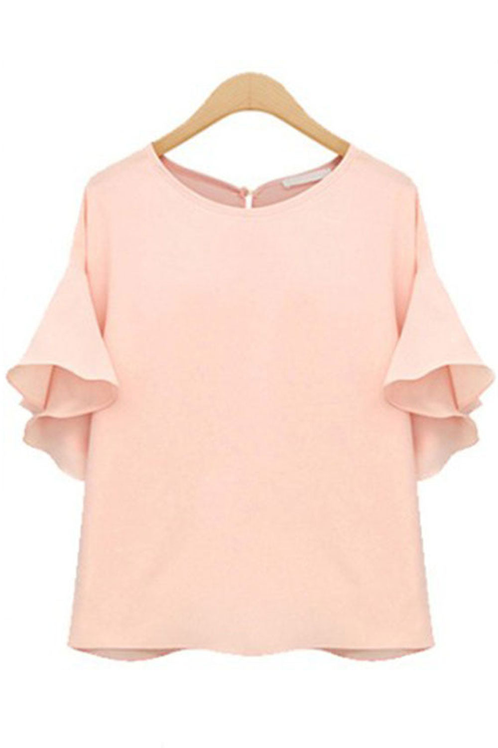 Women Solid Color Round Neck Short Sleeve Top