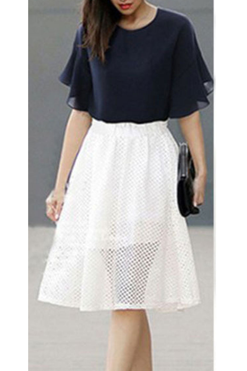 Women Solid Color Round Neck Short Sleeve Top