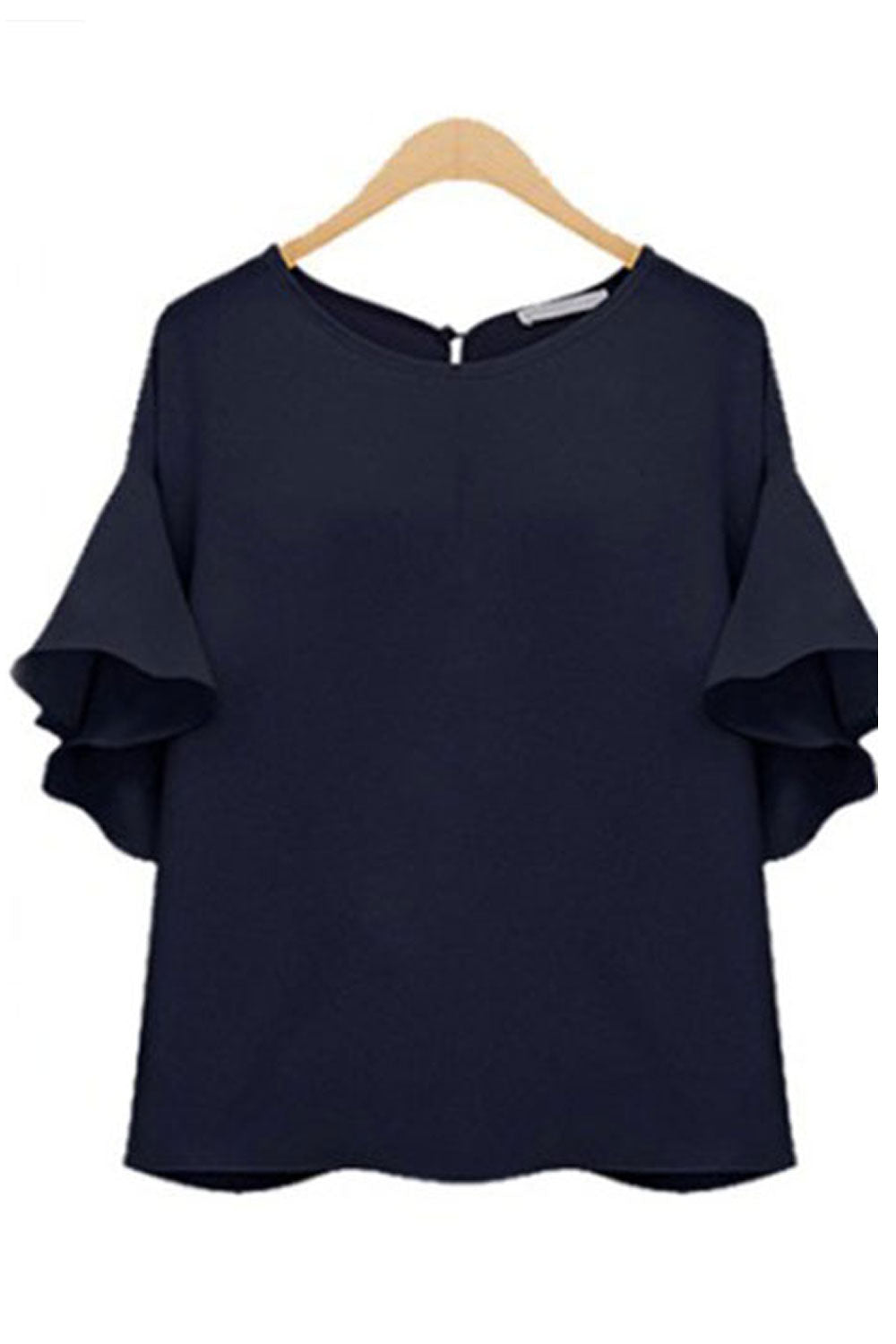 Women Solid Color Round Neck Short Sleeve Top
