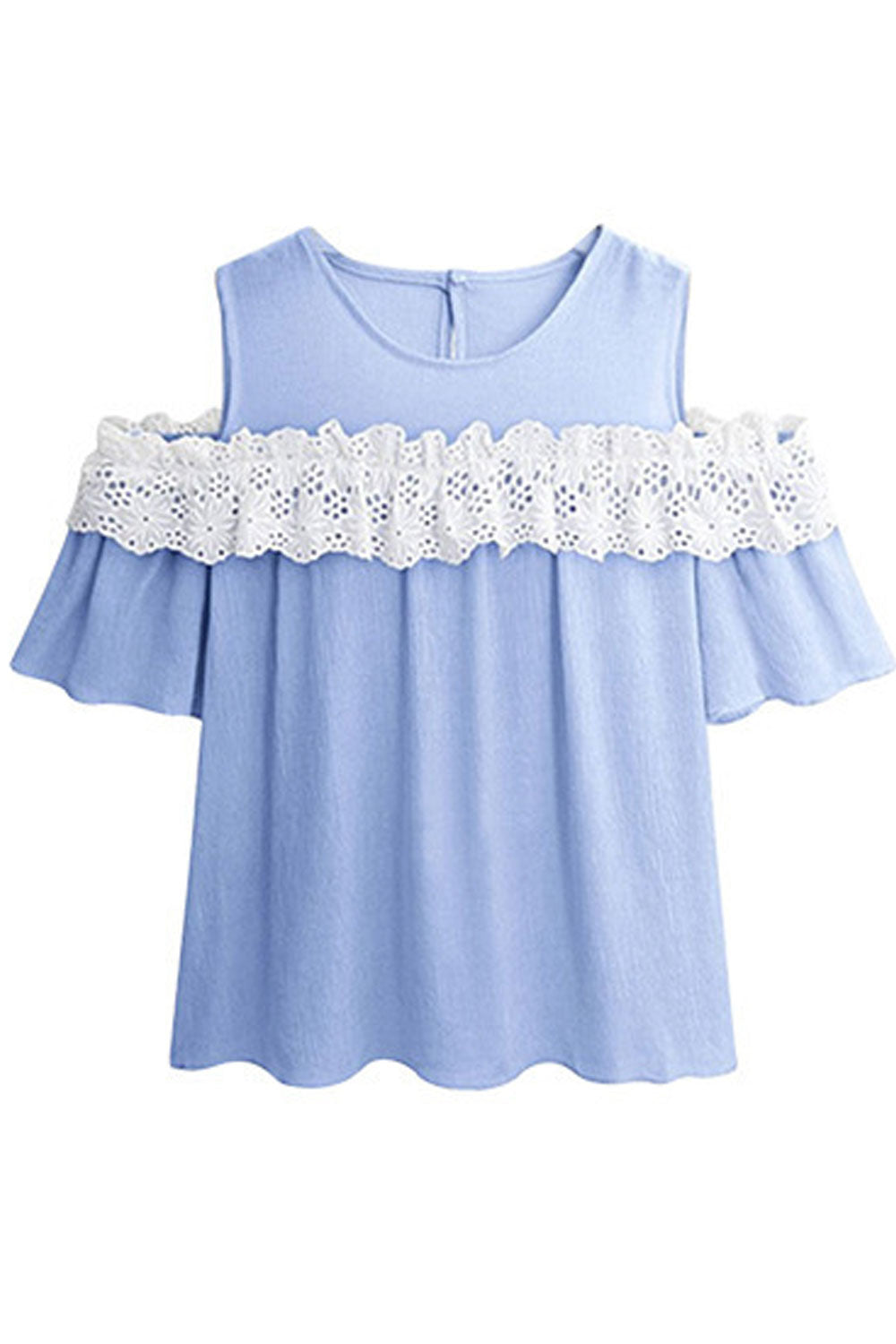 Women Lovely Solid Color Lace Decorated Strapless Top