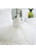 Kids Girls Flower Waist Lace Up Embellished Dress