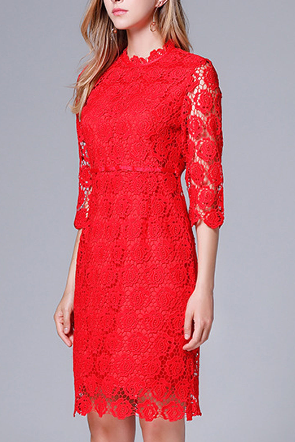 Women Beautiful & Splendid lace Solid Color Dress