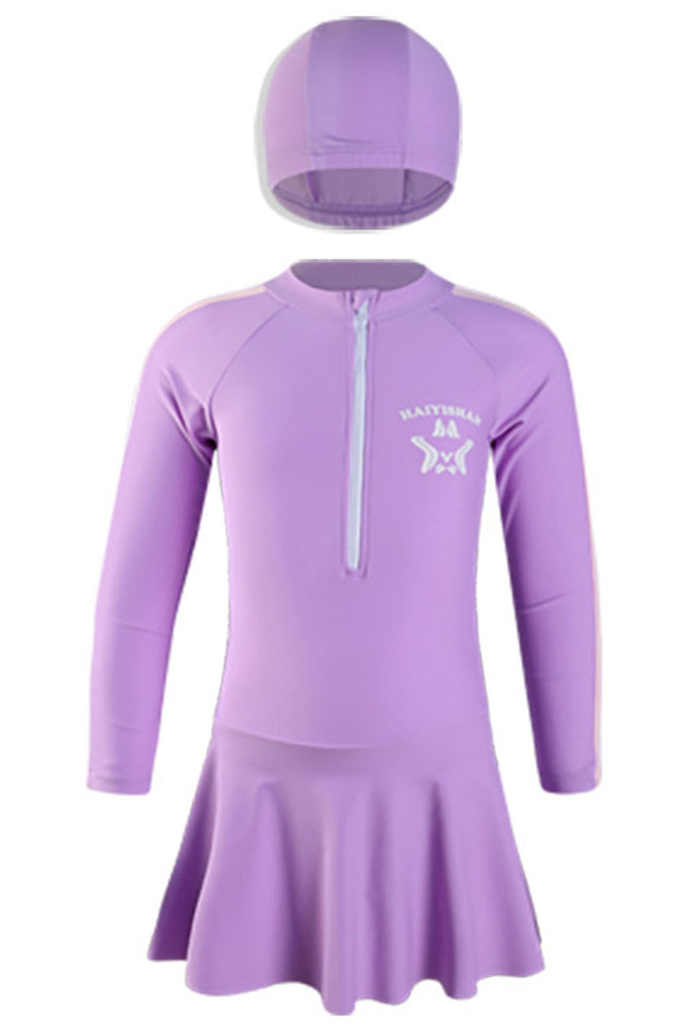 Baby Girls Fashion Long Sleeve Zipper Closure One Piece Swimsuit