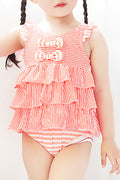 Baby Girls Striped Pattern Round Neck One Piece Swimsuit