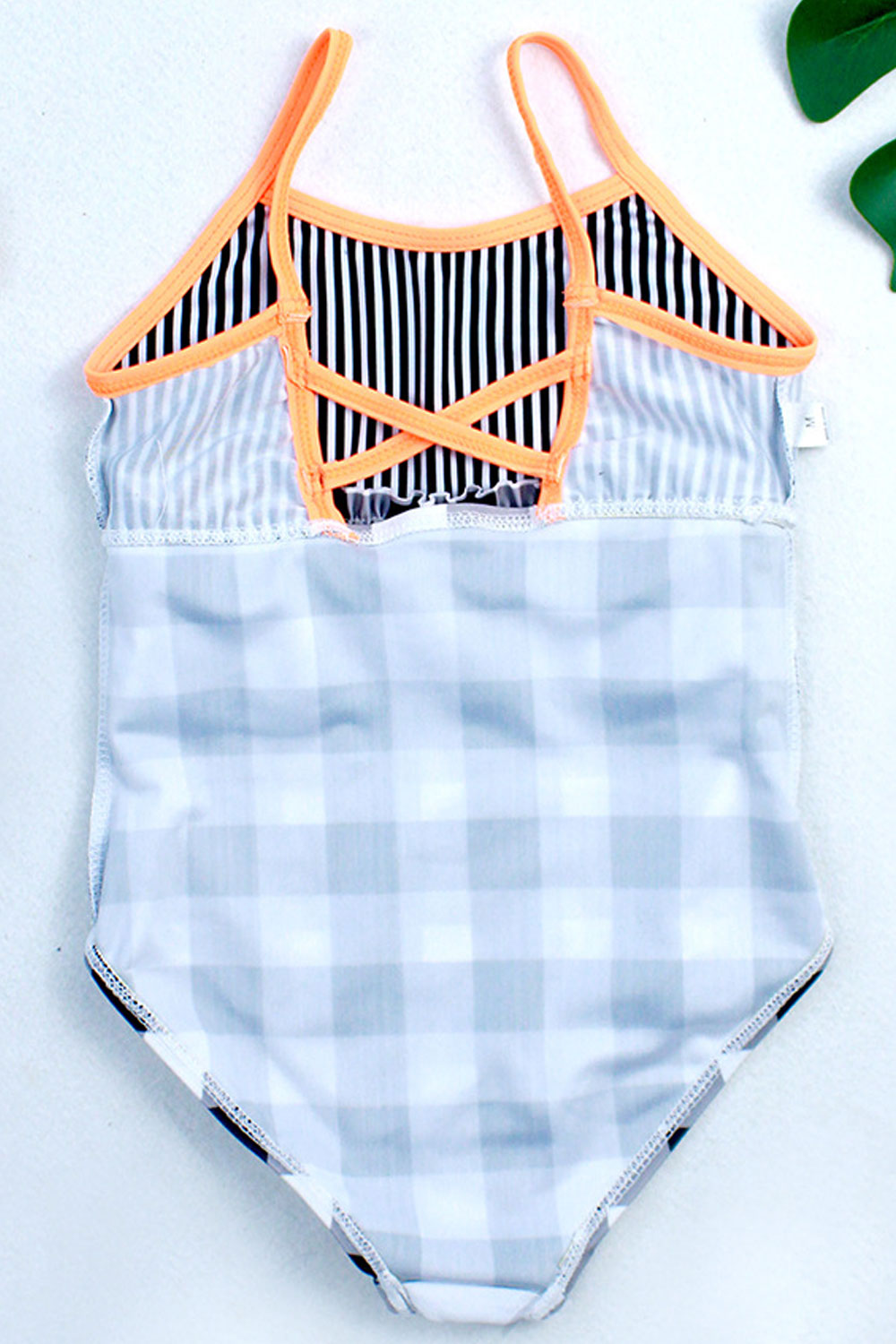 Baby Girls Pretty Stripe Pattern Strap Neck One Piece Swimsuit