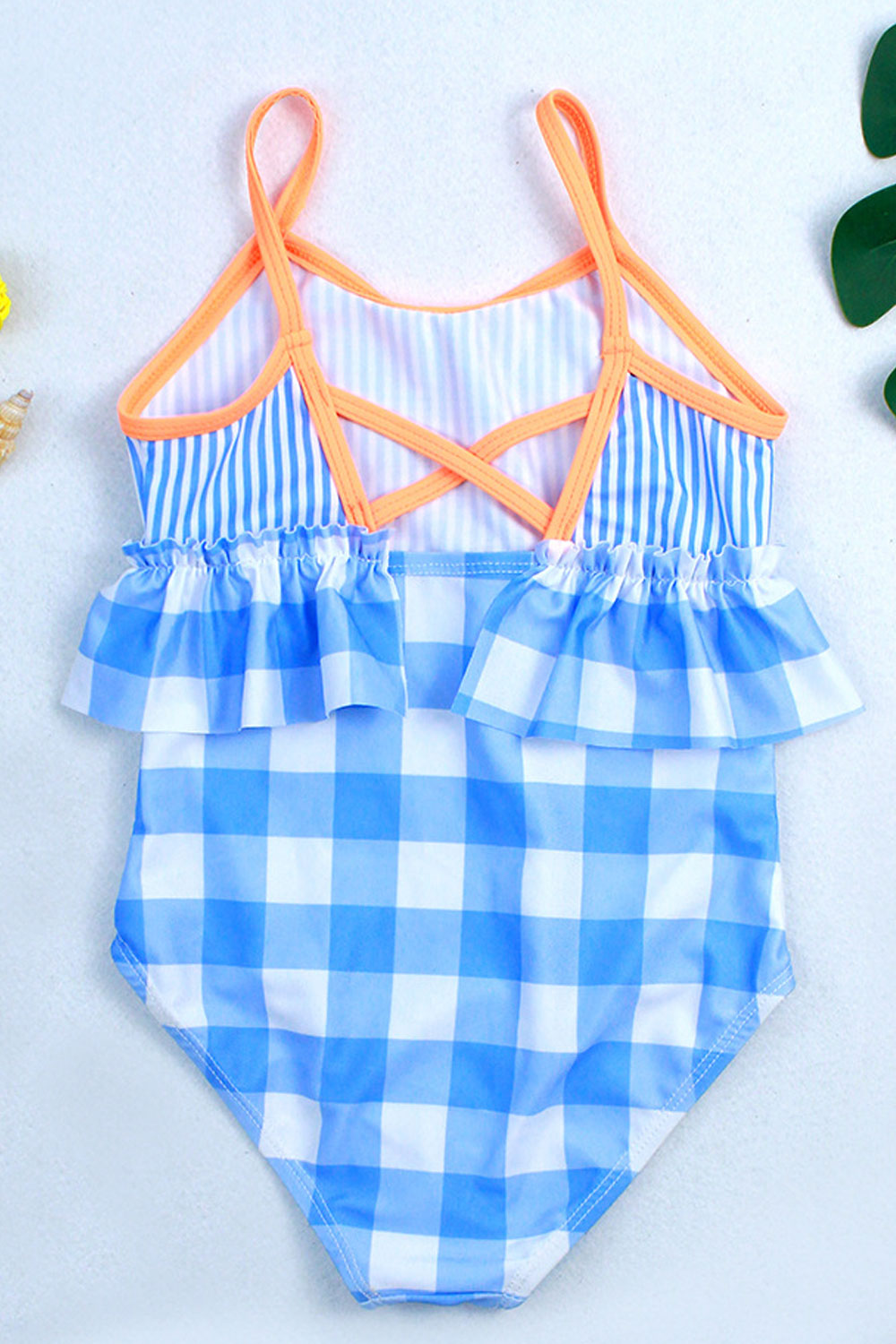 Baby Girls Pretty Stripe Pattern Strap Neck One Piece Swimsuit
