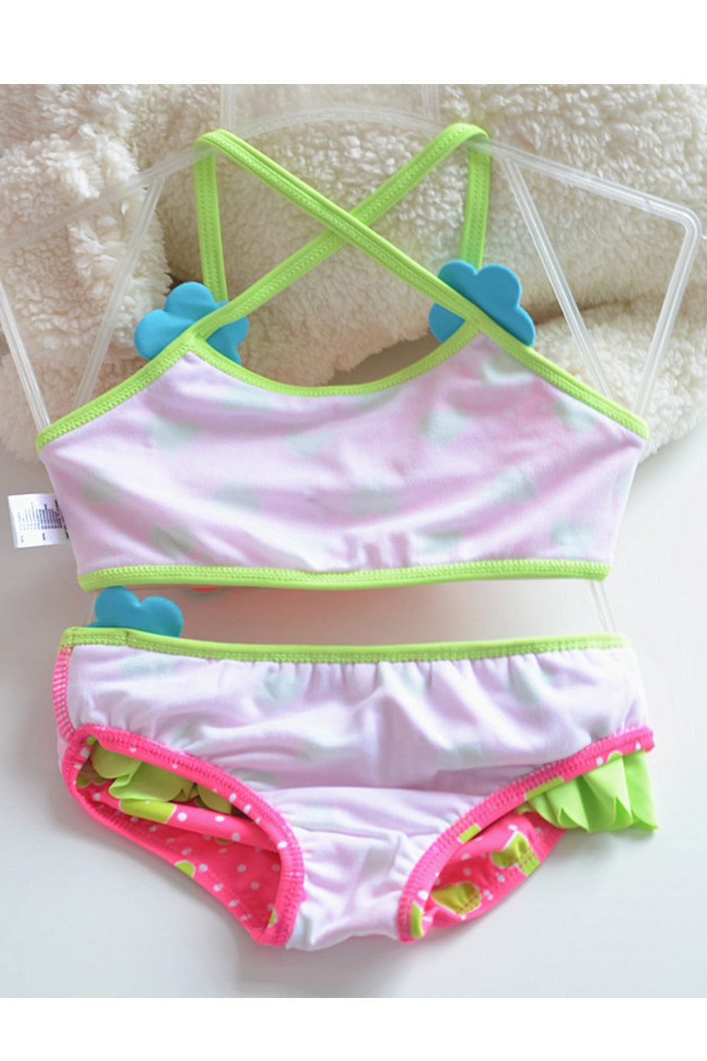 Toddler Girls Strap Neck Printed Pattern Two Piece Swimsuit