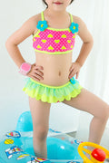 Toddler Girls Strap Neck Printed Pattern Two Piece Swimsuit