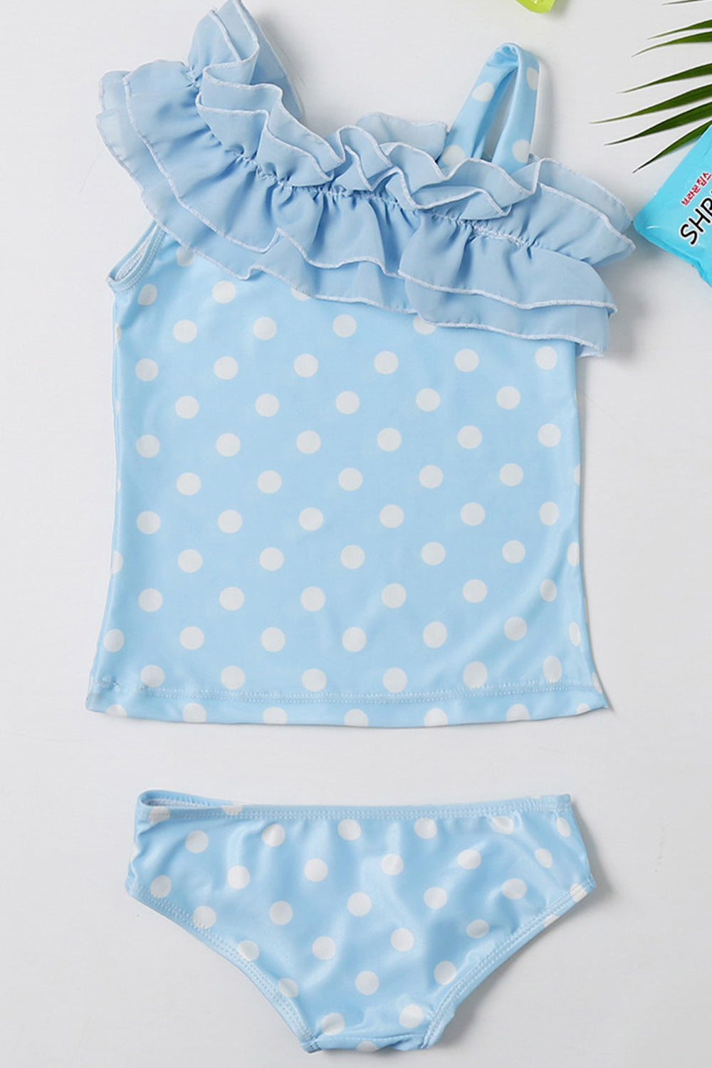 Toddler Girls Beautiful Polka Dot Ruffled Two Piece Swimsuit