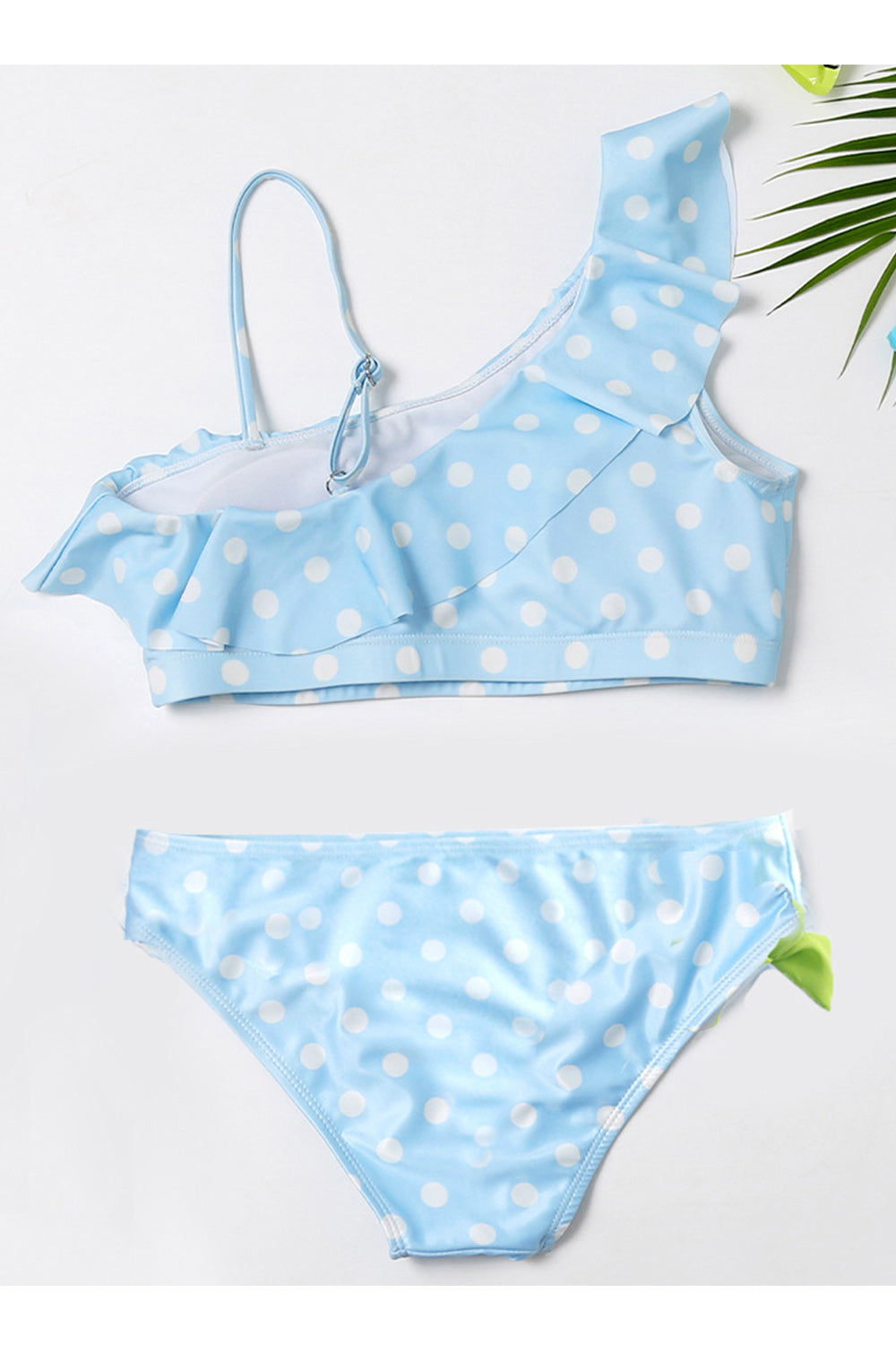 Toddler Girls Beautiful Polka Dot Ruffled Two Piece Swimsuit