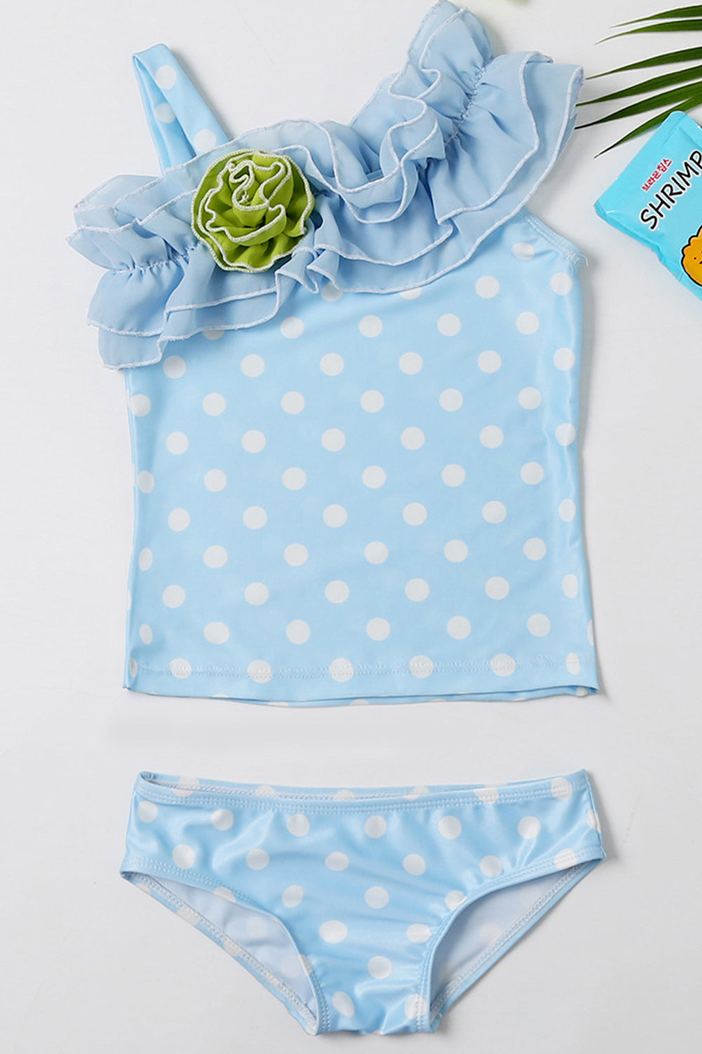 Toddler Girls Beautiful Polka Dot Ruffled Two Piece Swimsuit