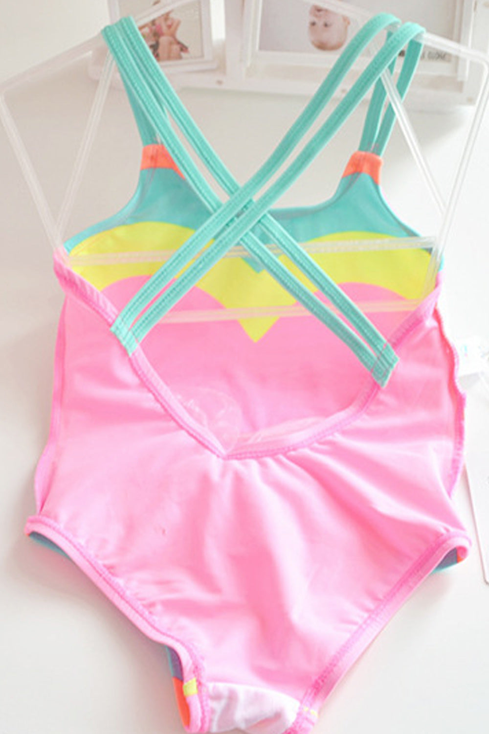 Baby Girls Cute Colorful Hear Print Bow One Piece Swimwear