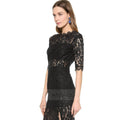 Women's Lace Decorated Dress One sided Open Leg Dress Full Length Dresses Black