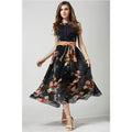 Women's Sleeveless High-Waist Printed Chiffon Dress