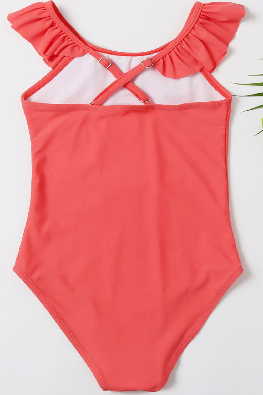 Baby Girls Ruffled Round Neck Sequin Decorated One Piece Swimsuit