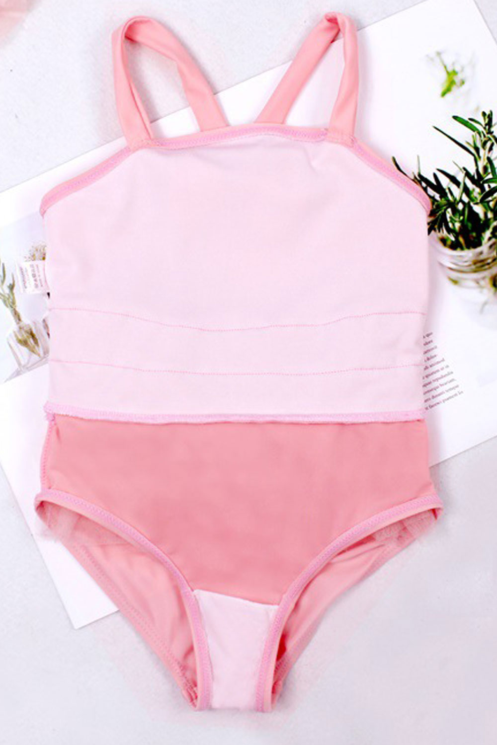 Baby Girls Solid Color Ruffled Bottom Skirt Swimsuit