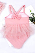 Baby Girls Solid Color Ruffled Bottom Skirt Swimsuit