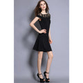 Women Slim A-line Short Length Party Dress Black
