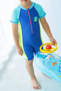 Kids Soft & Easy Zipper Closure Short Sleeve One Piece Swimsuit
