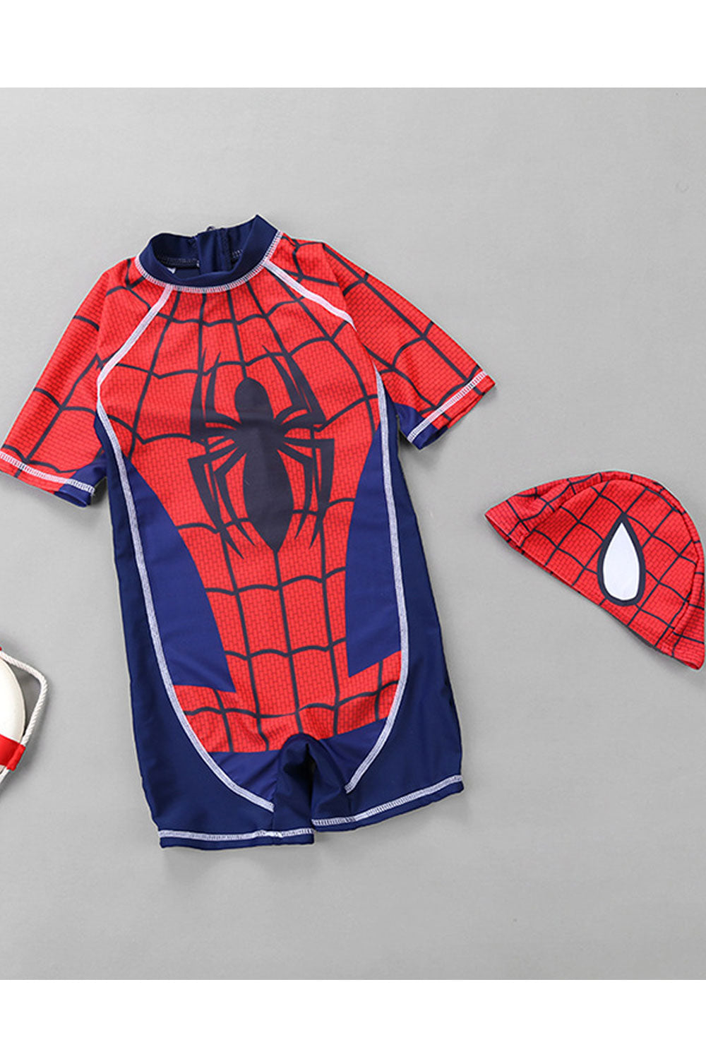 Kids Stylish Spider Man Printed Zipper Closure One Piece Swimsuit