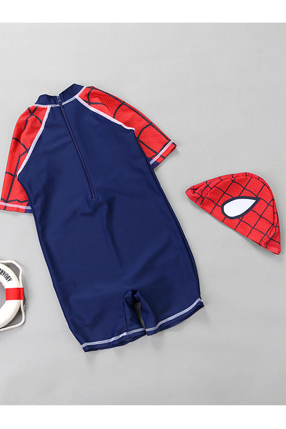 Kids Stylish Spider Man Printed Zipper Closure One Piece Swimsuit